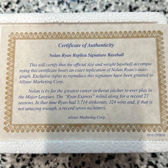 Nolan Ryan baseball - Picture 3 of 4